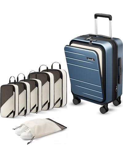 LUGGEX Carry On Luggage and 6 Set Travel Packing Cubes Bundle – Travel Essentials