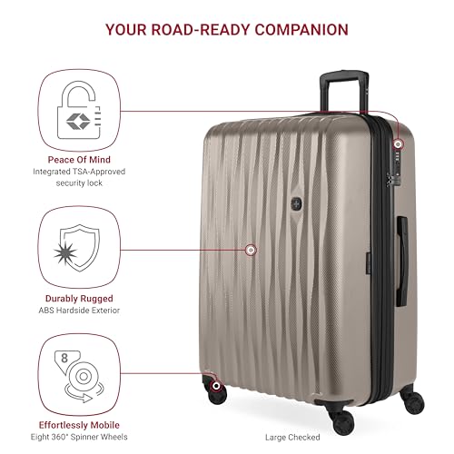 SwissGear 7272 Energie Expandable Hardside Luggage with Spinner Wheels and TSA Lock, Light Gold, 3-Piece Set (19/24/27)