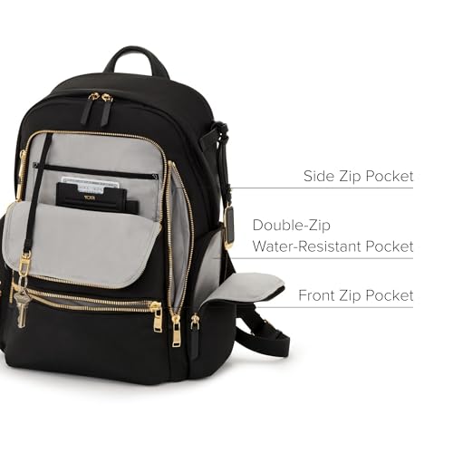 TUMI - Voyageur Celina Backpack - Women's Work and Travel Bag - 16.0" X 10.6" X 6.5" - Holds Up to 16" Laptop - Black & Gold Hardware
