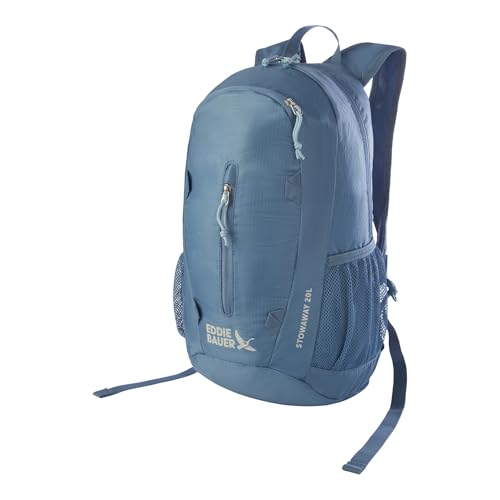 Eddie Bauer Stowaway Packable Backpack | Travel | Outdoor | Lightweight | Foldable | Durable | Ripstop Polyester | 20L - Blue Tile