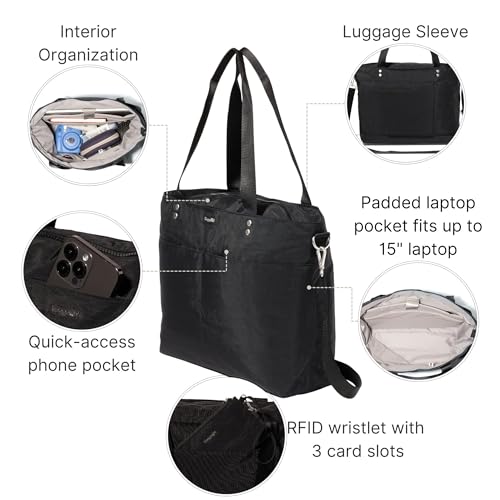 Baggallini Carryall Laptop Tote - Medium 12x19 Inch Travel Crossbody Shoulder Bag
