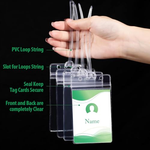 Zonon 200 Pack Clear Luggage Tags Bulk Bag Tag Badge Holder for Suitcases Waterproof Zip Identification ID Card Holder with Clear Loop Straps Business Travel and Office Supplies (10 Mil)
