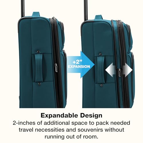 U.S. Traveler Anzio Softside Expandable Luggage with Spinner Wheels, Teal, 2-Piece Set (22/30)