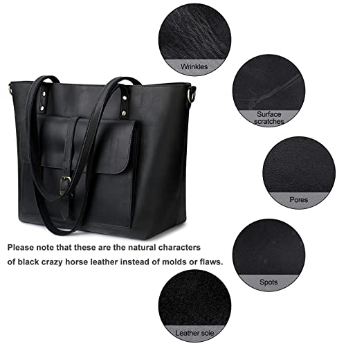 S-ZONE Women Vintage Genuine Leather Tote Bag Large Shoulder Purse Work Handbag