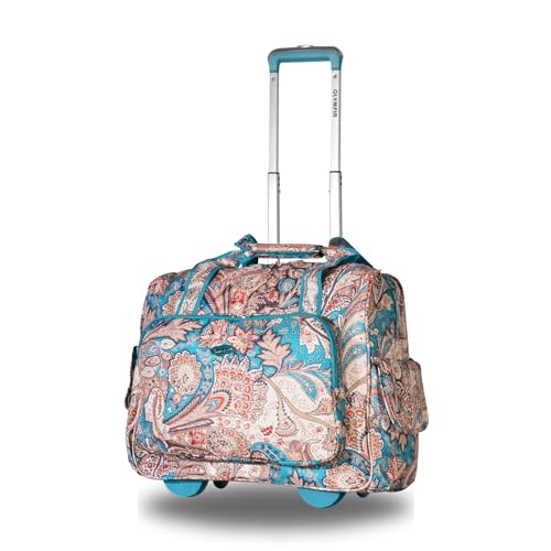 Olympia U.S.A. Deluxe Lightweight Rolling Overnighter Case Overnight Laptop Bag Weekender Travel Carry-On Suitcase Luggage with Wheels and Adjustable Push-Down Handle