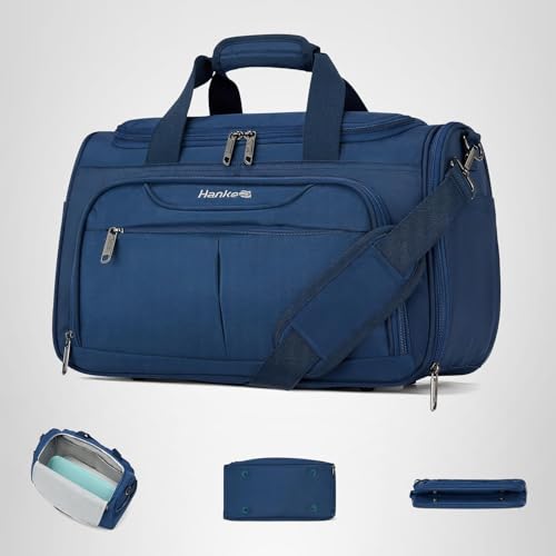 Hanke Underseat Carry On luggage Bags for Travel, Foldable Travel Bags for Women, Soft Lightweight Personal Item Travel Bag Small Carry On Bags for Airplanes, Travel Tote Bags for Women Men.（Blue）