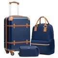 Coolife Luggage Set 3 Piece Suitcase Set Carry On Luggage Hardside Luggage TSA Lock Spinner Wheels Telescopic Handle (Navy, 3 piece set (BP/TB/20))