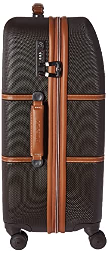 DELSEY PARIS Chatelet Hard+ Hardside Luggage with Spinner Wheels, Chocolate Brown, Checked-Medium 24 Inch