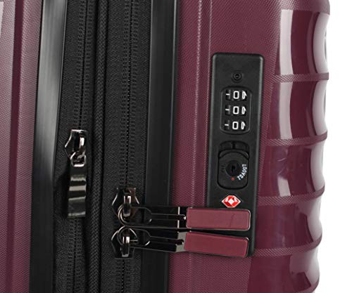 Pathfinder Nova 20 Inch Carry On Luggage Collection - Expandable Scratch Resistant (ABS + PC) Hardside Suitcase - Designer Lightweight Bag with 8-Rolling Spinner Wheels (Plum)