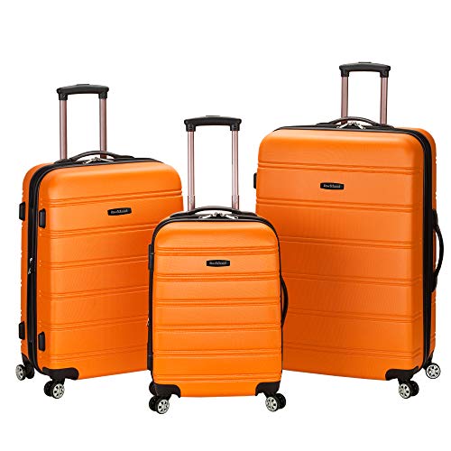 Rockland Melbourne Hardside 3 Piece Expandable Spinner Wheel Luggage Set, (20"/24"/28"), Orange