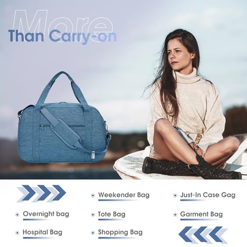 Narwey 18" Carry on Bag Underseat for Airplane Spirit Airlines Personal Item Travel Bag 18x14x8 Small Duffle Bag Duffel Bag Gym Weekender Overnight Bag with Wet Pocket for Women and Men (Navy Blue)