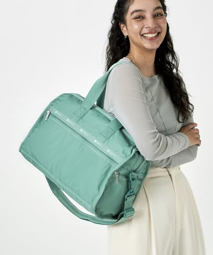 LeSportsac Sage Green Deluxe Medium Weekender Crossbody Bag, Style 4318/Color R180, Fashion Trending New Soothing & Earthy Neutral, Sage Green Celebrates Strength & Renewal, Tranquil Elegance