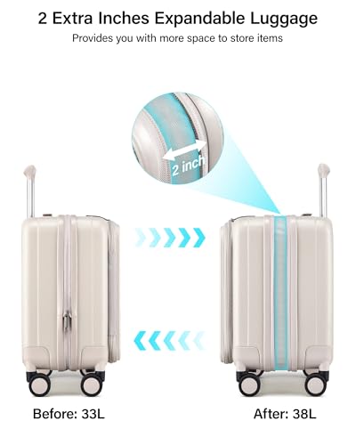Hanke Top Opening Carry-On - Expandable 16 Inch Airline Approved Spinner