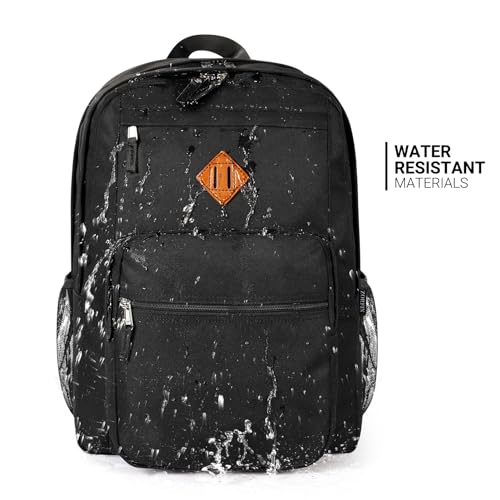 ZORFIN 26L Black Backpack for College, and Travel: Water Resistant Bookbag