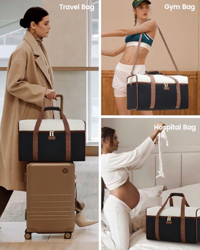 LOVEVOOK Travel Duffle Bag, Weekender Bags For Women, Carry On Personal Item Travel Bag For Airplanes, Overnight Bag With Toiletry Bag, Hospital Bag for Labor and Delivery, Yoga Gym Duffel Tote, 3Pcs