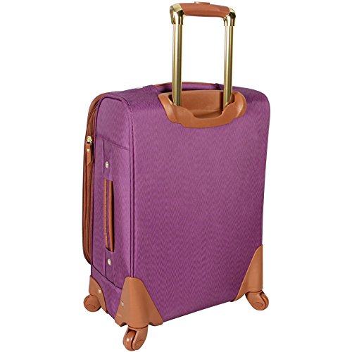 Steve Madden Designer Luggage Collection - Lightweight Softside Expandable Suitcase for Men & Women - Durable 20 Inch Carry On Bag with 4-Rolling Spinner Wheels (Global Purple)