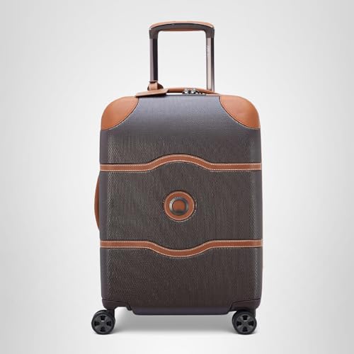 DELSEY PARIS Chatelet Air 2.0 - Hardside Carry on Plus 20 Inch - 360° Spinner Wheels - TSA Lock - USB Port - Lightweight Polycarbonate Travel Suitcase, Chocolate Brown