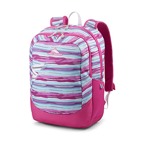 High Sierra Essential Backpack, Laptop Bookbag for Travel, Work, or School, Watercolor Stripes, One Size