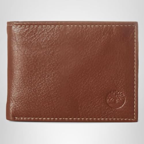 Timberland Men's Wellington Leather Rfid Bifold Commuter Security Wallet, Cognac, One Size