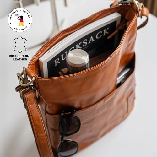 BERLINER BAGS Vintage Genuine Leather Shoulder Bag Sofia, Handbag, Crossbody Bag for Women - Brown