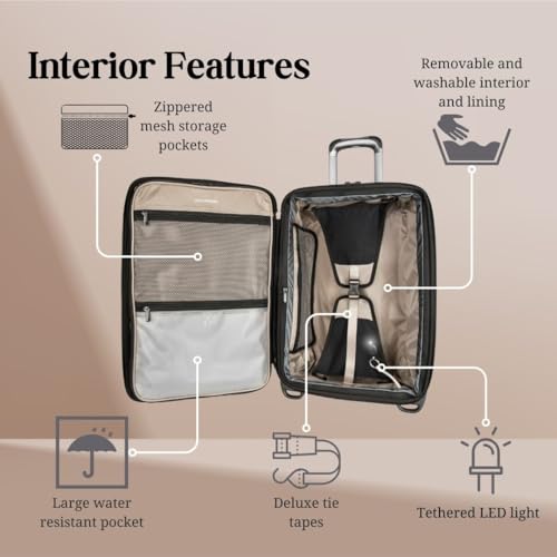 Ricardo Beverly Hills Flight Essentials Softside Expandable Carry-On Travel Luggage with Wheels, Durable Ballistic Nylon Fabric, Water and Stain Resistant, Men and Women, 22-Inch (Black)