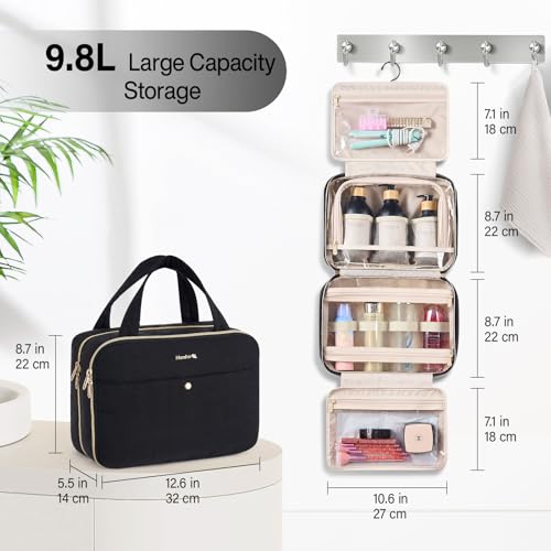 Hanke 29 Inch Expandable Checked Luggage Lightweight PC Hard Shell Luggage Suitcases and Hanging Travel Toiletry Bag for Women with Jewelry Organizer Compartment, Travel Essentials