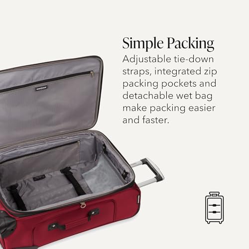 SWISSGEAR Sion Softside Expandable Spinner Luggage Durable Lightweight Travel Suitcase, Burgundy, Checked-Medium