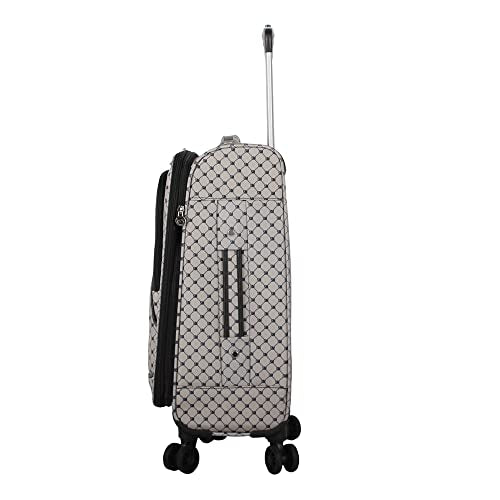 Steve Madden Designer Luggage Collection - Lightweight Softside Expandable Suitcase for Men & Women - Durable 20 Inch Carry On Bag with 4-Rolling Spinner Wheels (Noble Black/Grey, 20in)