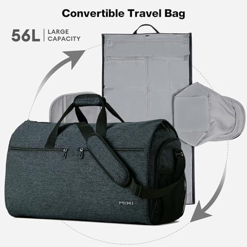 mixi 22 Inch Carry-On Bag for Men Women, 56L Foldable Water-Resistant Weekender Bag for Travel Gym Sports, Forest Black