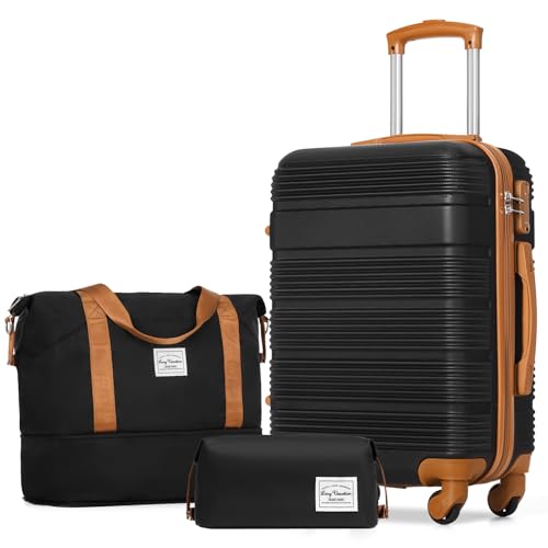 LONG VACATION 3 Piece Carry On Luggage Set 20 Inch Carry on Suitcase with Spinner Wheels, ABS+PC Hardshell Suitcase set with TSA Lock & YKK Zipper