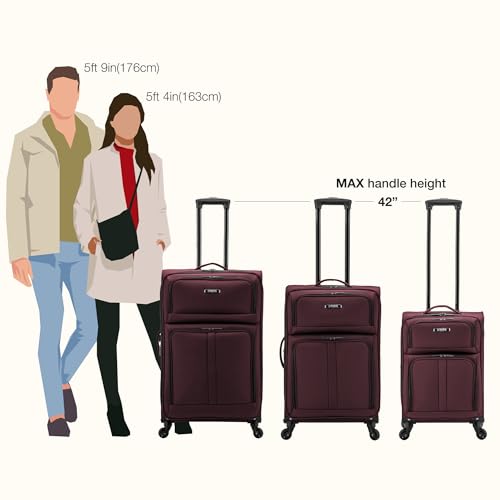 U.S. Traveler Anzio Softside Expandable Luggage with Spinner Wheels, Burgundy, 3-Piece Set (22/26/30)
