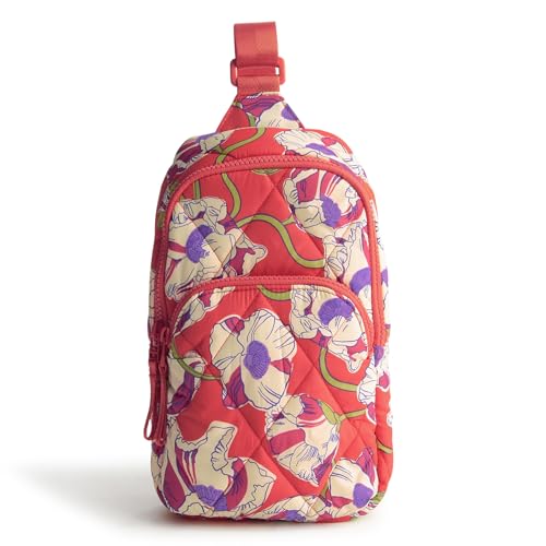 Vera Bradley Women's Featherweight Lorman Sling Backpack, Swirling Poppies, One Size