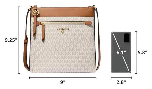 Michael Kors Jet Set Charm Small Flat Crossbody Bag, Gold-Tone Hardware/Vanilla/Acorn, One Size