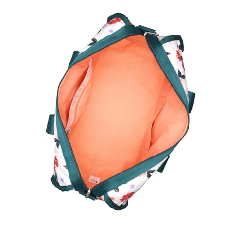 LeSportsac Painterly Floral Deluxe Medium Weekender Crossbody Bag, Style 4318/Color H114, Dreamy Stylized Flower Blooms in Harmonious Shades of Raspberry, Peach & Lilac, Modern Classic Floral