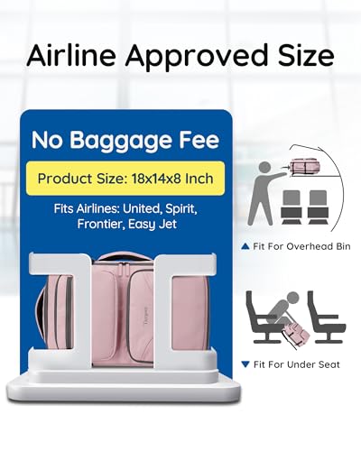 Taygeer 18 x 14 x 8 Inches Personal Item Bag, Travel Personal Item Bag with Water Bottle Pocket & Shoe Pouch, TSA Approved Under Seat Carry on Backpack Fits 15.6 inch Laptop for Women Airplanes, Pink