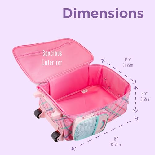 Stephen Joseph Kids Classic Rolling Luggage, Kids Luggage, Toddler Rolling Travel Carry On, Kids Suitcase with wheels,