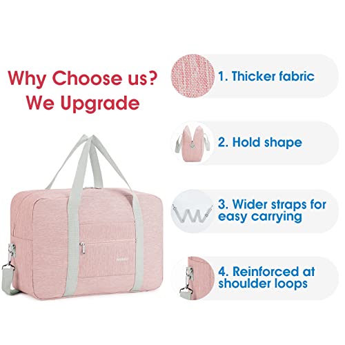 For Spirit Airlines Personal Item Bag 18x14x8 Foldable Travel Duffel Bag Tote Carry on Luggage Duffle Overnight for Women (3112 Thick Series Pink)