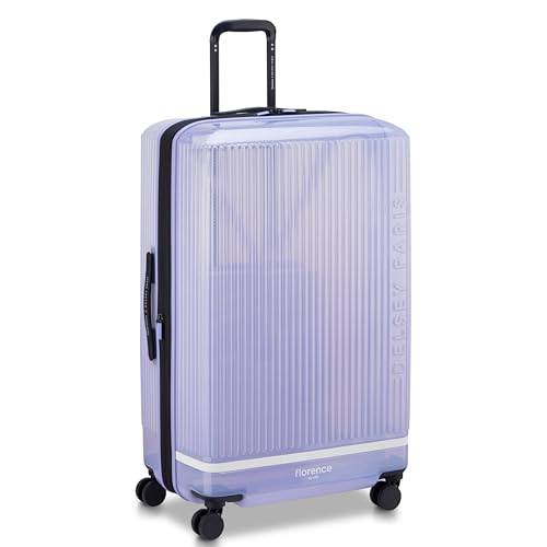florence by mills Gotta Glow Hardside Expandable Luggage with Spinner Wheels, Translucent See-Thru Purple, Checked-Large 29 Inch