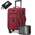LOVEVOOK Carry On Luggage Airline Approved, Suitcases with Spinner Wheels, Softside Carry-on Luggage with TSA Lock for Women Business Trip, Lightweight Large Capacity Luggage for Travel, Burgundy Red
