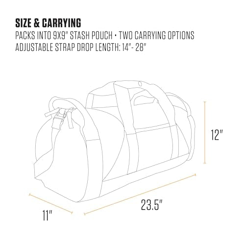 Carhartt Classic Round Duffel with Utility Pouch, Heavy-Duty, Water-Resistant Packable Gear Bag for Jobsite, Gym, and Travel, Gravel, 40L