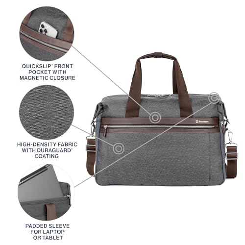 Travelpro Platinum Elite Carry on Soft Travel Duffel Bag, Weekender, Gym Bag, Men and Women, 19 Inch, 49L, Vintage Grey