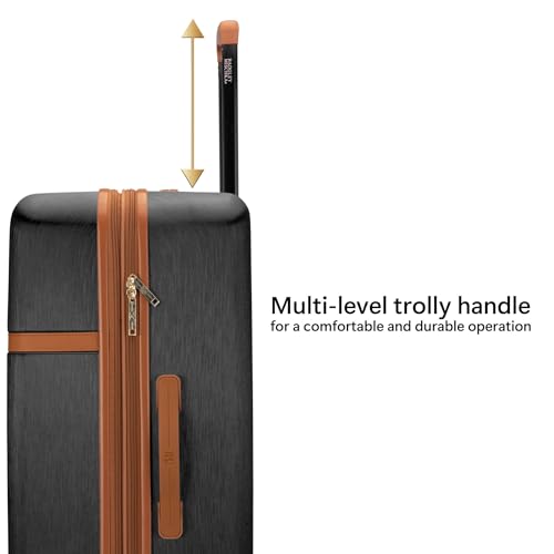 Badgley Mischka Grace 3 Piece Polycarbonate-ABS Expandable Retro Luggage Set (Black)