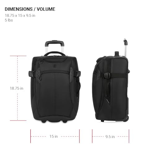 SwissGear Apex Exec Wheeled Rolling Duffel Bag, Black, 2-Piece Set (20/28)