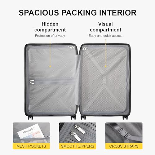 LEVEL8 Luminous 24 Inch Checked Luggage with Water Resistant Travel Duffle Bag