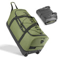 Fanwoli Collapsible & Expandable 100L-120L Large Rolling Duffle Bag - 30'' Waterproof Wheeled Luggage with No-Sag Heavyload Design, Lock & Soft Handle for Travel, Camping, Dorm, Moving (Green)