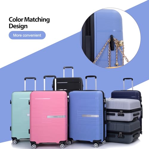 Tripcomp Luggage 3 Piece Sets Suitcase Set with Double Spinner Wheels, Lightweight Carry On Hardside Travel Luggage with TSA Lock, (20/24/28) (Purplish Blue)