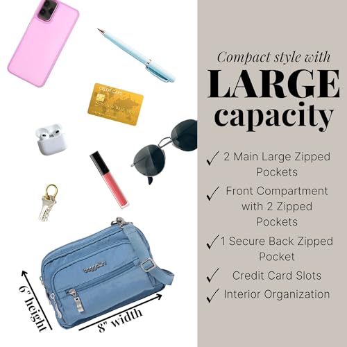 Baggallini Triple Zip Crossbody Bag for Women - Convertible Crossbody Fanny Pack Belt Bag - Lightweight Water-resistant