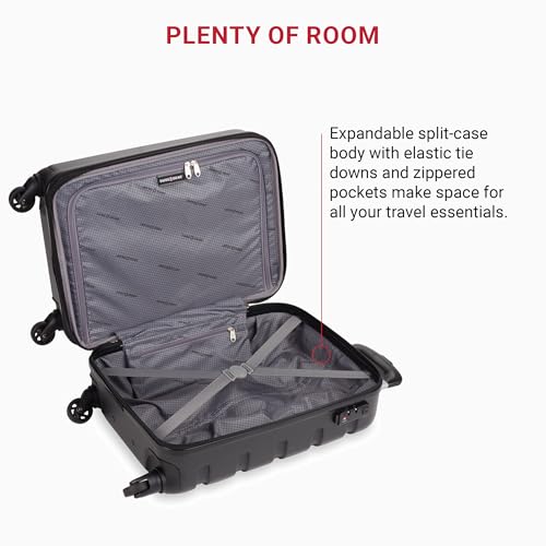 SwissGear 7366 Hardside Expandable Luggage with Spinner Wheels, Black, Carry-On 19-Inch