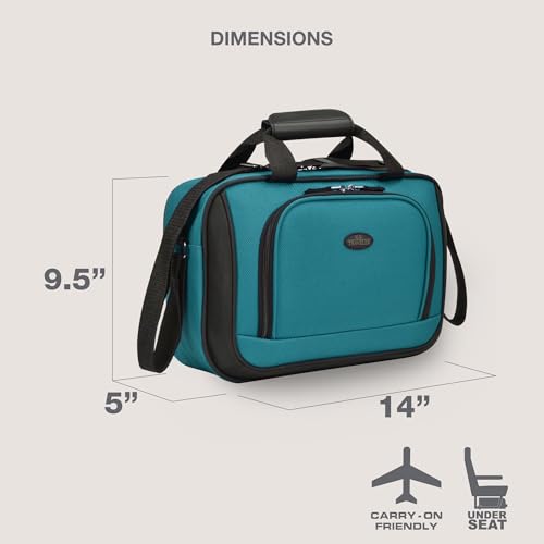U.S. Traveler Rio 14" Travel Tote Bag, Lightweight 1200D Carry-On Bag for Women & Men, Teal