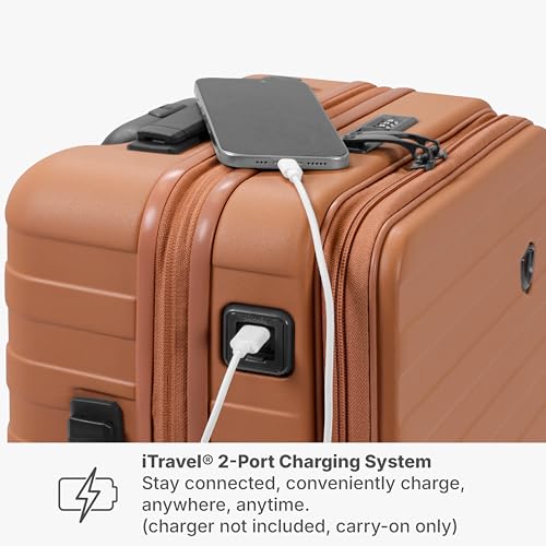 Traveler's Choice Novia Top Opening Expandable Polycarbonate Luggage with Spinner Wheels, Autumn Leaves, 21-Inch Carry-on